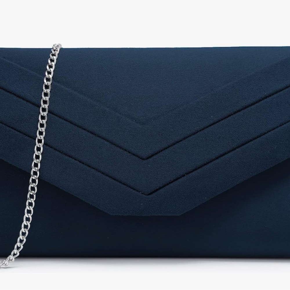 Elegant Navy Blue Clutch with Chain